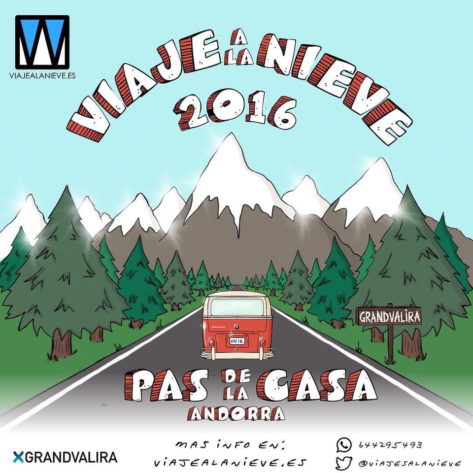 Cartel de viajealanieve.es de la temporada 2015-16 con fechas y precios